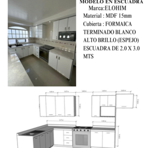 Cocina Integral en Escuadra Blanco Alto Brillo