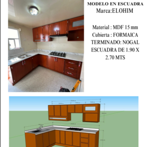 Cocina Integral en Escuadra Terminado Nogal
